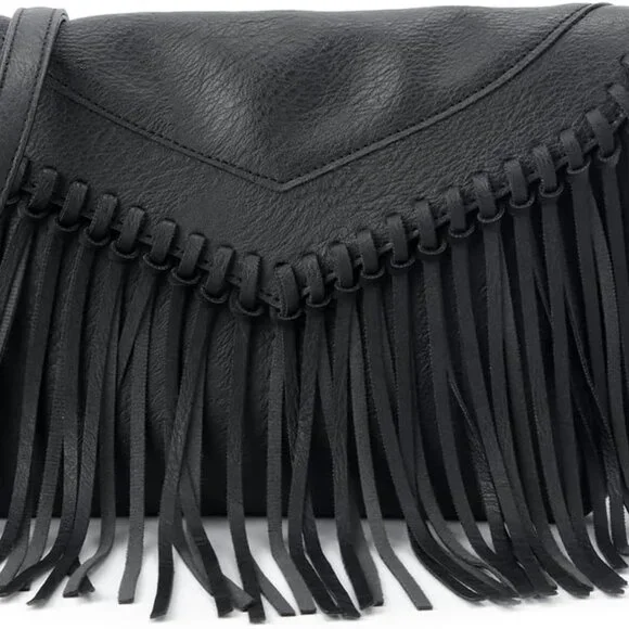 Fringe Crossbody Purse for Women Western Cowgirl Purse Leather Tassel Fanny Pack - Picture 1 of 7